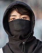 Hooded face mask with neck warmer for cycling