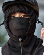 Hooded face mask with neck warmer for cycling