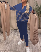 Casual Striped Ankle Sports Two-Piece Sets