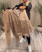 Casual Striped Ankle Sports Two-Piece Sets