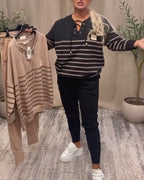 Casual Striped Ankle Sports Two-Piece Sets