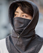 Hooded face mask with neck warmer for cycling