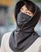 Hooded face mask with neck warmer for cycling
