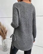 Raglan Sleeve Knot Side Sweater