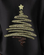 Loose Pitted Christmas Print Sweatshirt