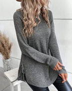 Raglan Sleeve Knot Side Sweater