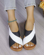 Colorblock Wedge Casual Sandal
