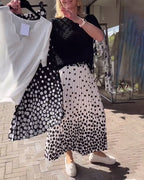 Elegant polka dot print pleated skirt